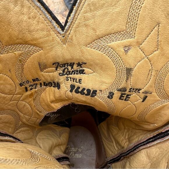 Vintage Tony Lama Black Label Exotic Lizard Leather Cowboy Boots 8 EE 86635 - Picture 5 of 10